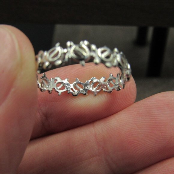 Size 9.75 Sterling Silver Tiny Turtles Band Ring - Picture 4 of 7